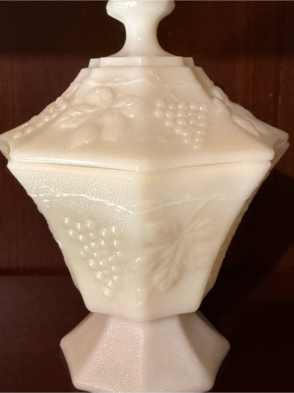 Cream Decorative Milk Glass Compote with Lid - Home Accents